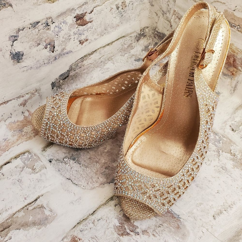 DREAM PARIS Peep Toe Rhinestone Pumps Size US 8.5/ EUR 40